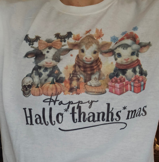 Short sleeved happy hallow thanks mas
